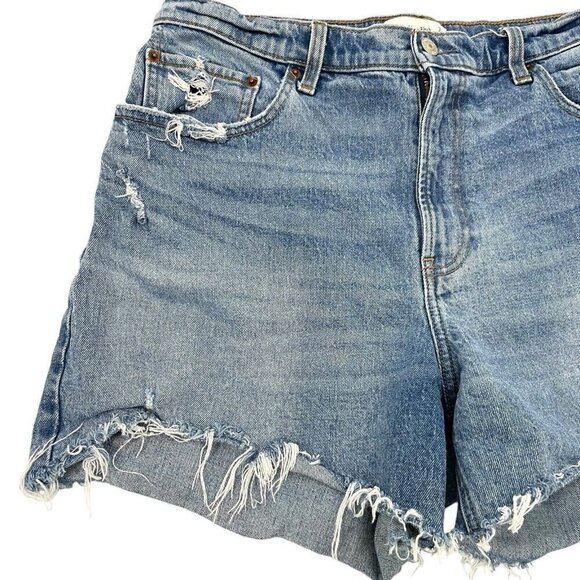 Abercrombie & Fitch Blue Distressed Denim Shorts - Picture 2 of 8